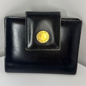 BVLGARI Card Case Black and Gold Patent Leather